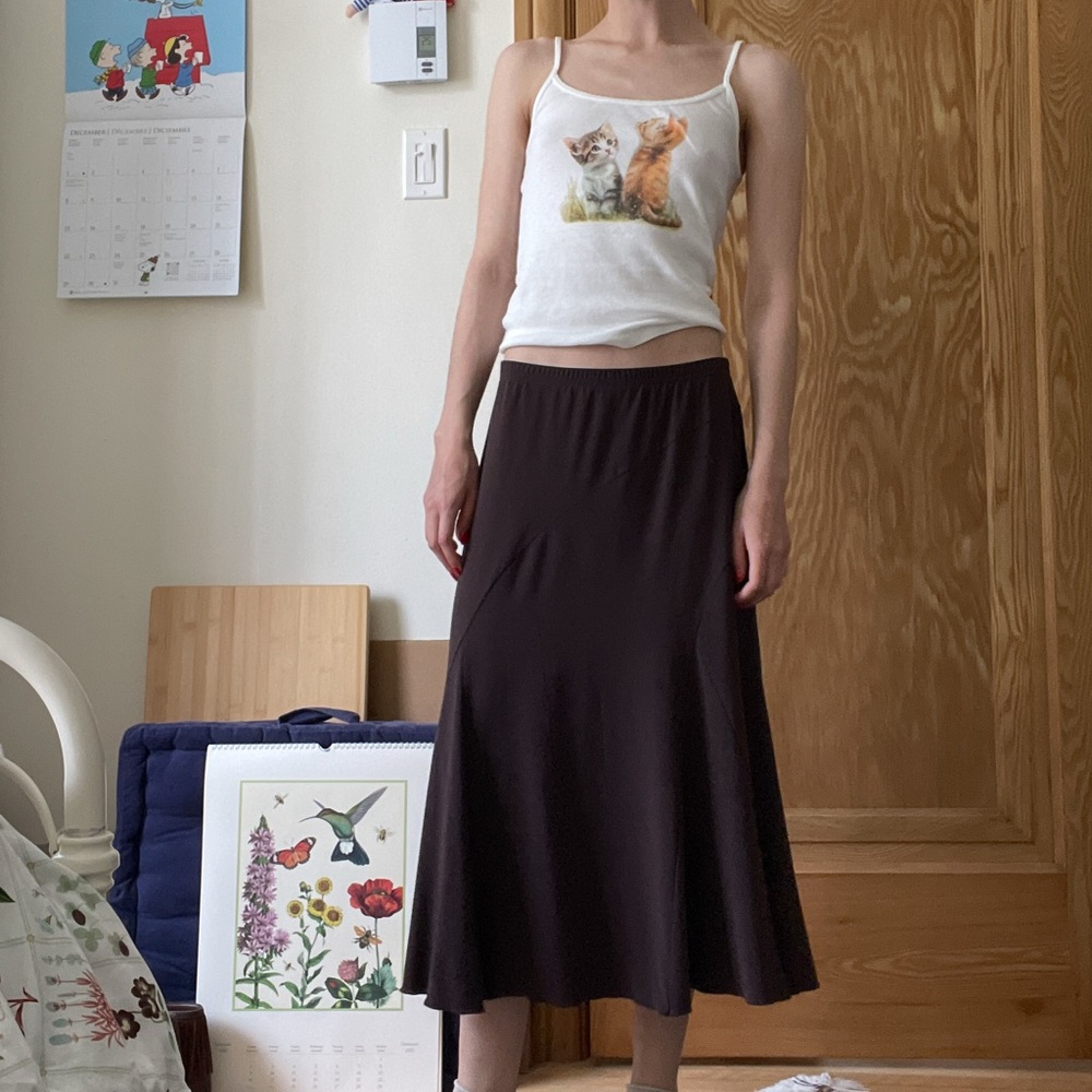 Vintage Brown Midi Skirt